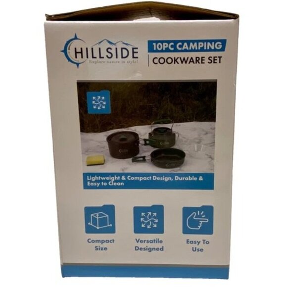 Outdoor Camping 10pc Cookware Set Hiking Backpacking Picnicking Hillside NIB - Picture 3 of 7